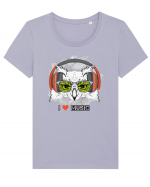 Owl Hipster Headphones Tricou mânecă scurtă guler larg fitted Damă Expresser