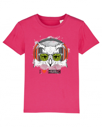 Owl Hipster Headphones Raspberry