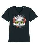 Owl Hipster Headphones Tricou mânecă scurtă guler V Bărbat Presenter