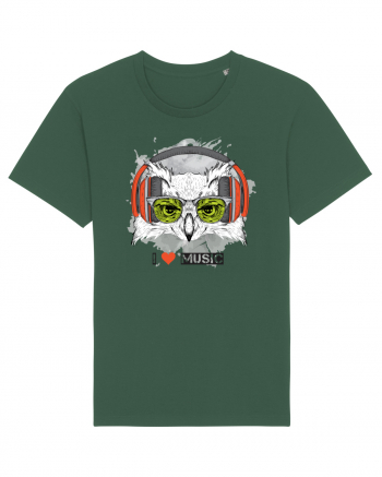 Owl Hipster Headphones Bottle Green