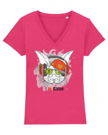 Rabbit Hipster Headphones Raspberry