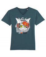 Rabbit Hipster Headphones Tricou mânecă scurtă guler V Bărbat Presenter