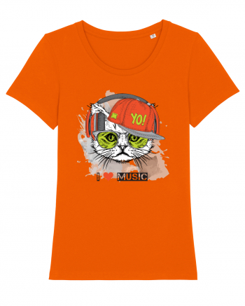 I love Music Cat Bright Orange