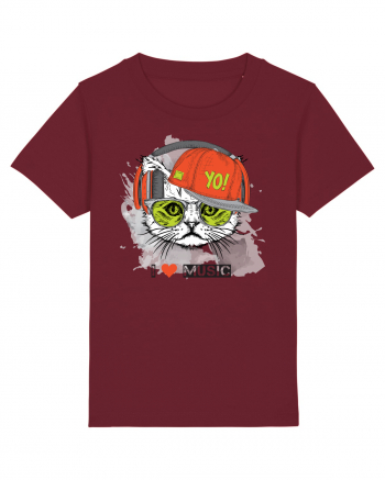 I love Music Cat Burgundy