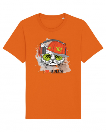 I love Music Cat Bright Orange