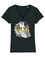 I love Music Giraffe Tricou mânecă scurtă guler V Damă Evoker