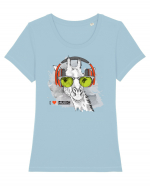 I love Music Giraffe Tricou mânecă scurtă guler larg fitted Damă Expresser
