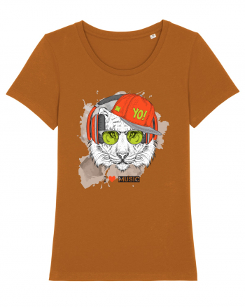 Hipster Tiger Headphones Roasted Orange