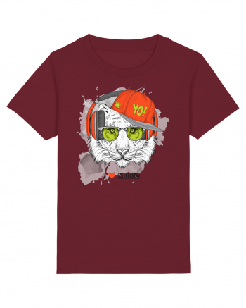 Hipster Tiger Headphones Burgundy