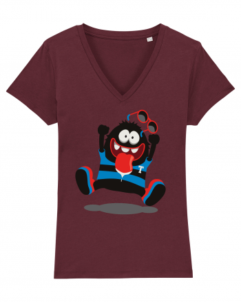 Crazy Monster Cartoon Burgundy