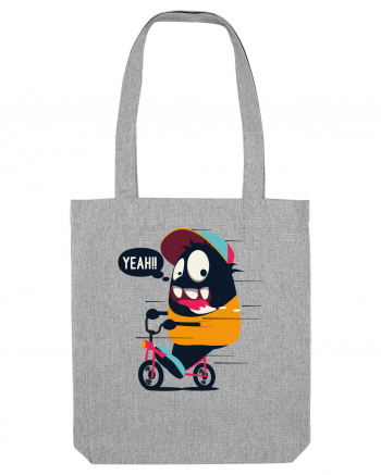 Monster Biker Cartoon Heather Grey