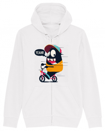 Monster Biker Cartoon White