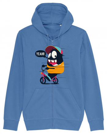 Monster Biker Cartoon Bright Blue