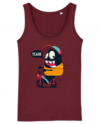 Monster Biker Cartoon Burgundy