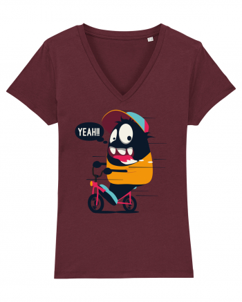 Monster Biker Cartoon Burgundy