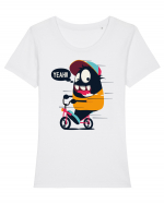 Monster Biker Cartoon Tricou mânecă scurtă guler larg fitted Damă Expresser