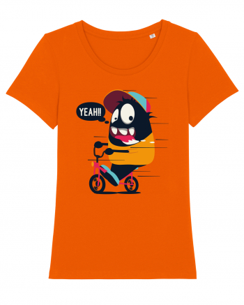 Monster Biker Cartoon Bright Orange