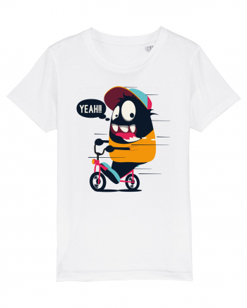 Monster Biker Cartoon White