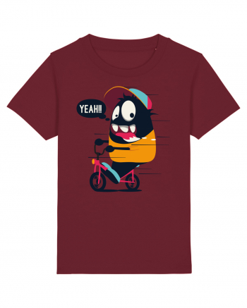 Monster Biker Cartoon Burgundy