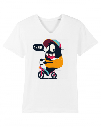 Monster Biker Cartoon White