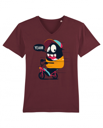 Monster Biker Cartoon Burgundy