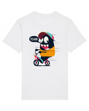 Monster Biker Cartoon White