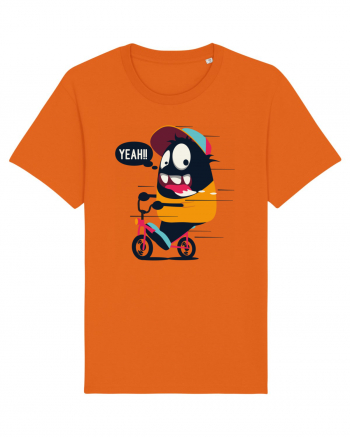 Monster Biker Cartoon Bright Orange