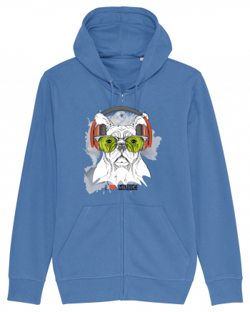 Hipster Frenchie Dog Bright Blue