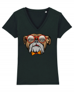 Hipster Bulldog Tricou mânecă scurtă guler V Damă Evoker