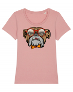 Hipster Bulldog Tricou mânecă scurtă guler larg fitted Damă Expresser
