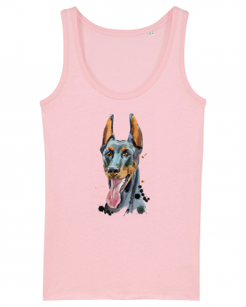 Doberman Painting Cotton Pink