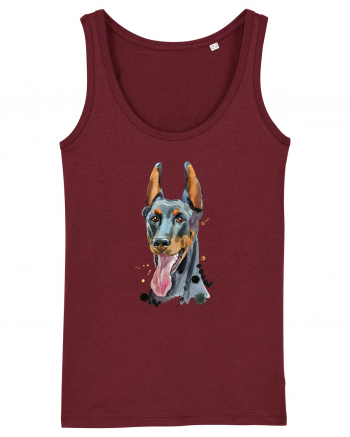 Doberman Painting Burgundy