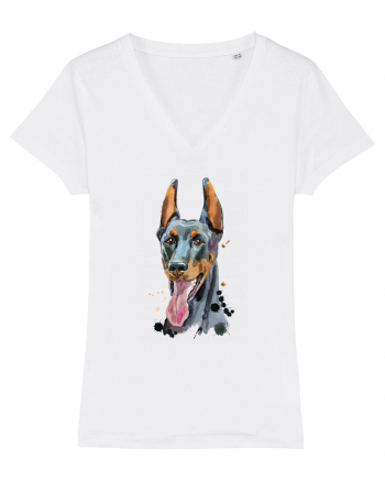 Doberman Painting White