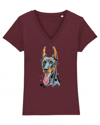 Doberman Painting Burgundy