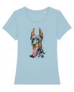 Doberman Painting Tricou mânecă scurtă guler larg fitted Damă Expresser