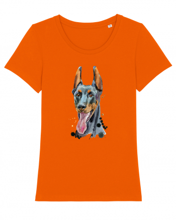 Doberman Painting Bright Orange