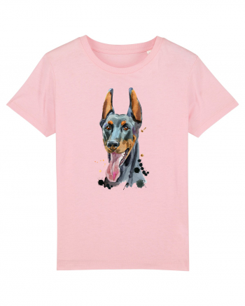 Doberman Painting Cotton Pink