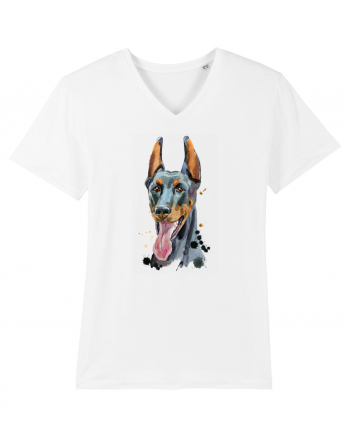 Doberman Painting White