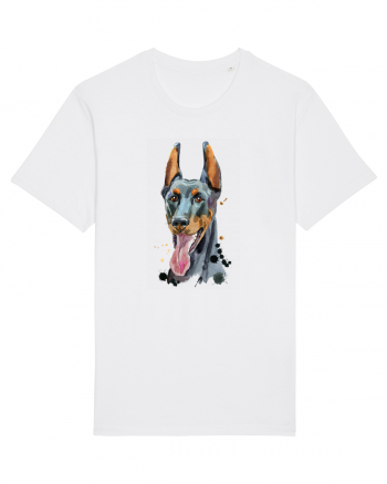 Doberman Painting White