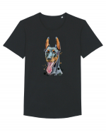 Doberman Painting Tricou mânecă scurtă guler larg Bărbat Skater