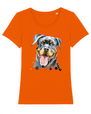 Rottweiler Painting Bright Orange