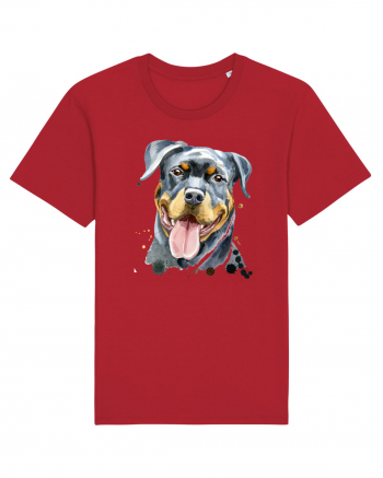 Rottweiler Painting Red