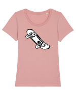 Skateboard Black and White Tricou mânecă scurtă guler larg fitted Damă Expresser