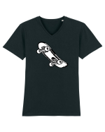 Skateboard Black and White Tricou mânecă scurtă guler V Bărbat Presenter