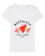 Roses Wolf Cool Tricou mânecă scurtă guler V Damă Evoker