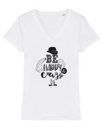 Be happy and Crazy Tricou mânecă scurtă guler V Damă Evoker