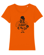 Be happy and Crazy Tricou mânecă scurtă guler larg fitted Damă Expresser