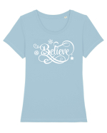Believe White Tricou mânecă scurtă guler larg fitted Damă Expresser