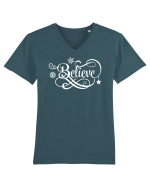 Believe White Tricou mânecă scurtă guler V Bărbat Presenter