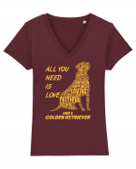 Golden Retriever Tricou mânecă scurtă guler V Damă Evoker